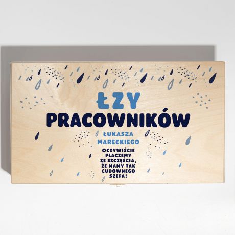 Skrzynka na dwa wina ZY PRACOWNIKW zabawny prezent dla szefa personalizowana skrzynka na prezent dla szefa