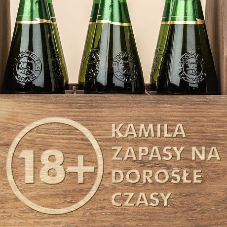 Skrzynka na piwo z grawerem PREZENT NA OSIEMNASTE URODZINY