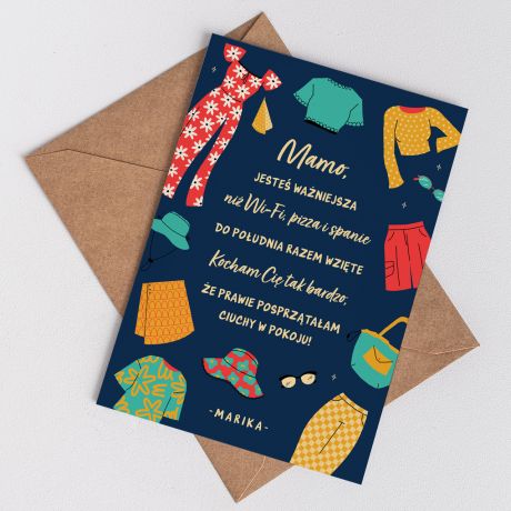 mieszna kartka dla mamy JESTE WANIEJSZA upominek dla mamy personalizowana kartka kartka z nadrukiem