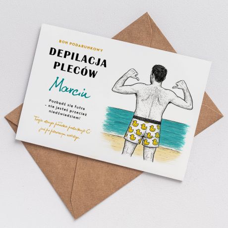 mieszna kartka dla ma BON NA DEPILACJ PLECW