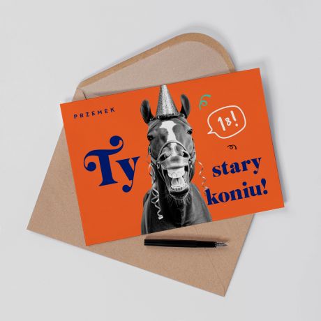 mieszna kartka na 18 STARY KO A4 upominek na 18 urodziny mieszna kartka na 18 urodziny