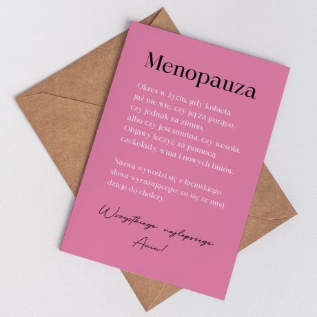 mieszna kartka na 40 dla kobiety MENOPAUZA mieszna kartka na 40 urodziny kartka na 40 urodziny dla niej