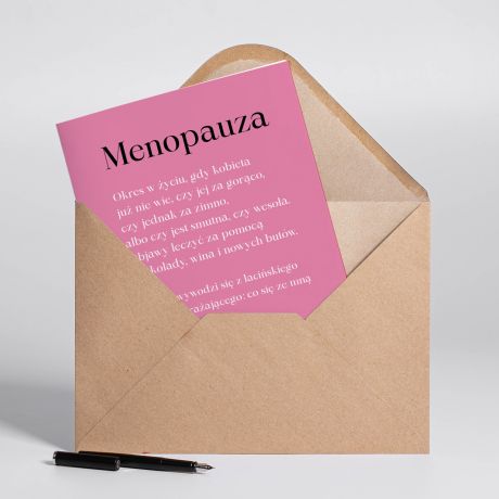 mieszna kartka A4 na urodziny kobiety MENOPAUZA mieszny prezent dla kobiety mieszna kartka urodzinowa
