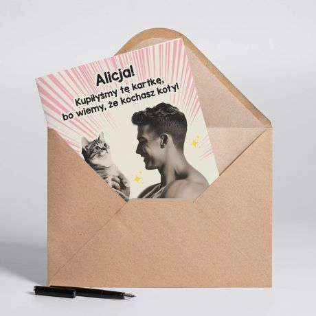 �mieszna kartka walentynkowa Z KOTKIEM A4 dla przyjaci�ki kartka dla przyjaci�ki kartka na walentynki