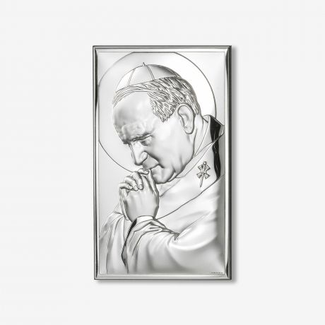 Srebrny obrazek papie�a �W. JANA PAW�A II prezent dla babci upominek dla babci prezent dla religijnej osoby