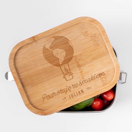 Stalowy lunchbox grawerowany PREZENT DLA OBIEYWIATA
