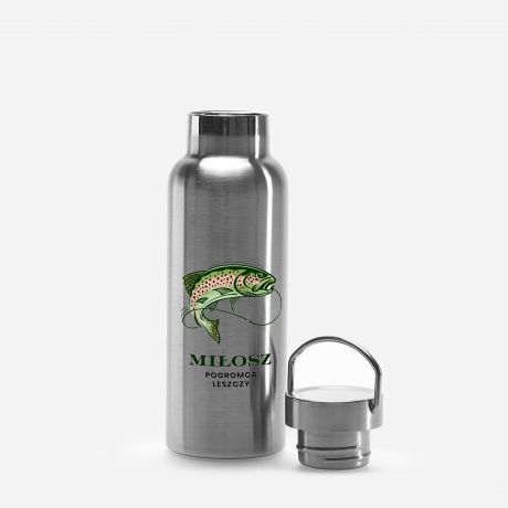 Stalowy termos dla wdkarza POGROMCA LESZCZY prezent dla wdkarza gadet dla wdkarza termos z grawerem