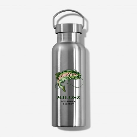 Stalowy termos dla wdkarza POGROMCA LESZCZY prezent dla wdkarza gadet dla wdkarza termos z grawerem