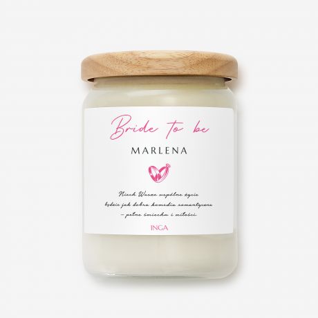 wieca personalizowana BRIDE TO BE pamitka na wieczr panieski prezent na wieczr panieski