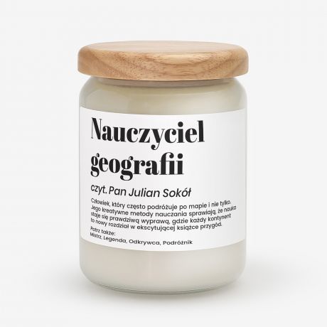 �wieca personalizowana DEFINICJA prezent dla nauczyciela geografii prezent na Dzie� Nauczyciela