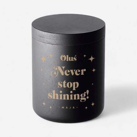 wieca z grawerem NEVER STOP SHINING prezent na urodziny dla koleanki
