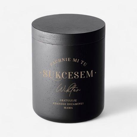 Personalizowana wieca z grawerem PACHNIE SUKCESEM prezent gratulacyjny