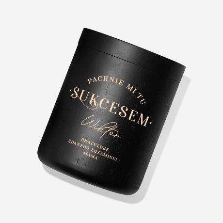 Personalizowana wieca z grawerem PACHNIE SUKCESEM prezent gratulacyjny