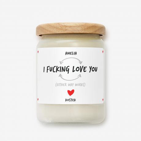wieca z personalizacj I FUCKING LOVE YOU mieszny prezent na walentynki