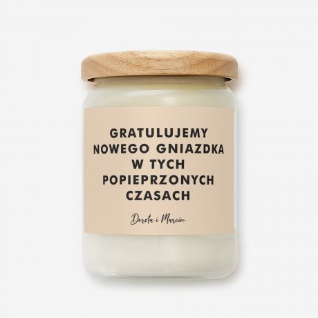 wieca zapachowa NOWE GNIAZDKO mieszny prezent na parapetwk