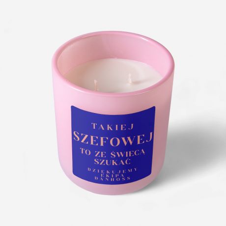 wieca zapachowa w szkle ZE WIEC SZUKA upominek dla szefowej