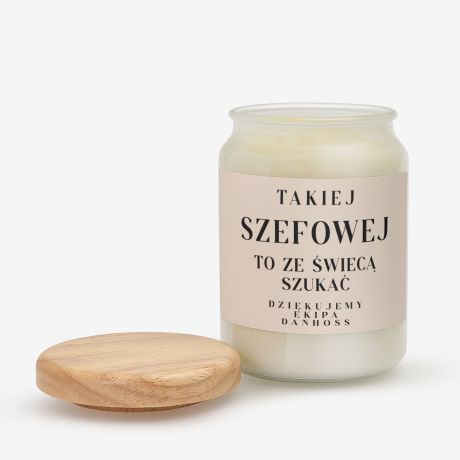 wieca zapachowa ZE WIEC SZUKA prezent dla szefowej personalizowana wieca podzikowanie dla szefowej