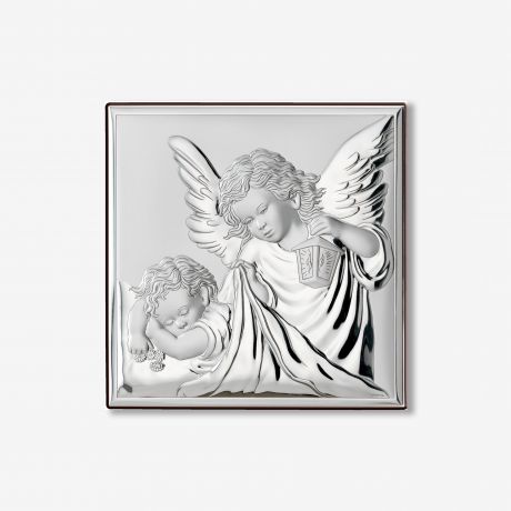 Srebrny obrazek na chrzest ANIO� STRӯ pami�tka chrztu prezent na chrzest obrazek srebrny prezent religijny