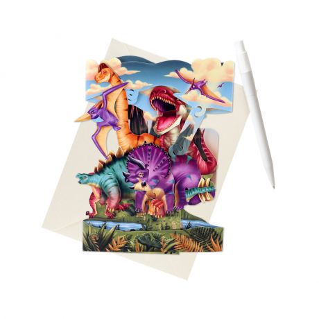 Kartka urodzinowa DINOZAURY otwierana kartka 3D