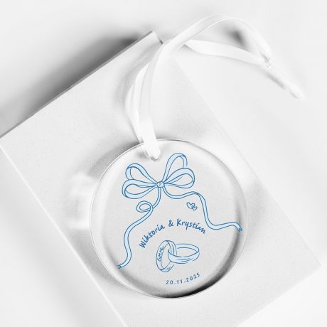 Szklana zawieszka personalizowana DATA pamitka na lub upominek na lub upominek lubny upominek dla pary modej