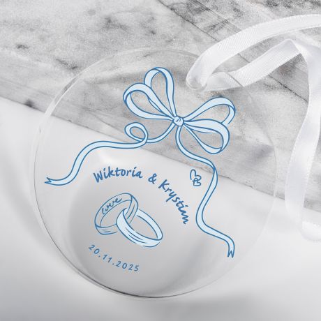 Szklana zawieszka personalizowana DATA pamitka na lub upominek na lub upominek lubny upominek dla pary modej