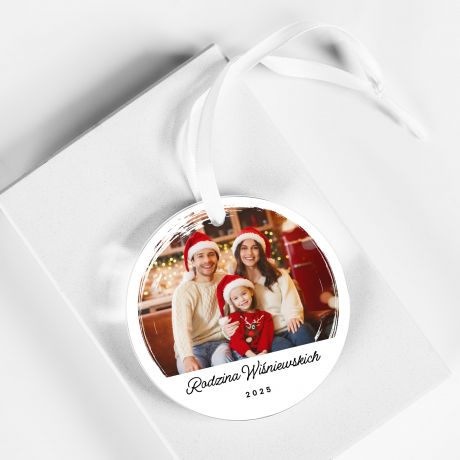 Szklana zawieszka �wi�teczna UPOMINEK DLA RODZINY ze zdj�ciem dekoracja �wi�teczna prezent �wi�teczny dla rodziny