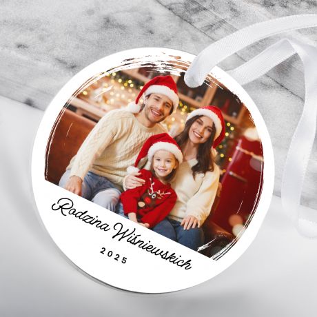 Szklana zawieszka �wi�teczna UPOMINEK DLA RODZINY ze zdj�ciem dekoracja �wi�teczna prezent �wi�teczny dla rodziny