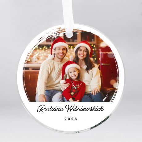 Szklana zawieszka �wi�teczna UPOMINEK DLA RODZINY ze zdj�ciem dekoracja �wi�teczna prezent �wi�teczny dla rodziny