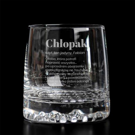 Grawerowana szklanka DEFINICJA prezent na Dzie Chopaka prezent dla chopaka szklanka do whisky