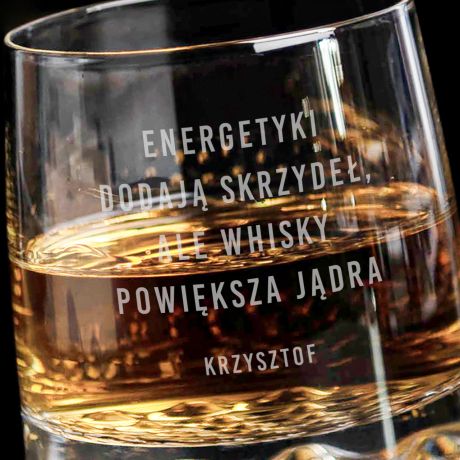 Oryginalna szklanka do whisky z grawerem MIESZNY PREZENT DLA NIEGO