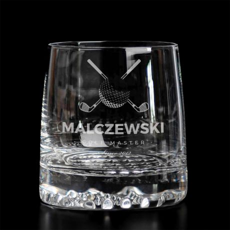 Oryginalna szklanka do whisky dla golfisty GOLF MASTER szklanka do whisky z grawerem na prezent dla golfisty
