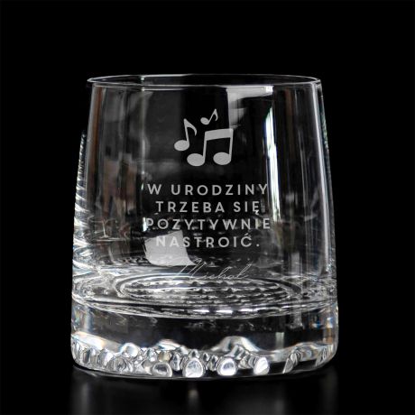 Oryginalna szklanka do whisky POZYTYWNY NASTRÓJ prezent dla muzyka