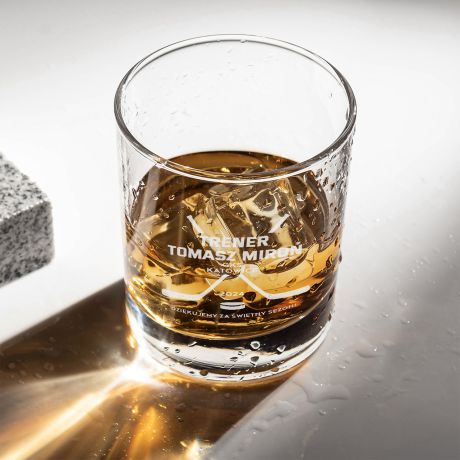 Szklanka do whisky z grawerem PREZENT DLA TRENERA HOKEJA prezent dla sportowca prezent dla hokeisty