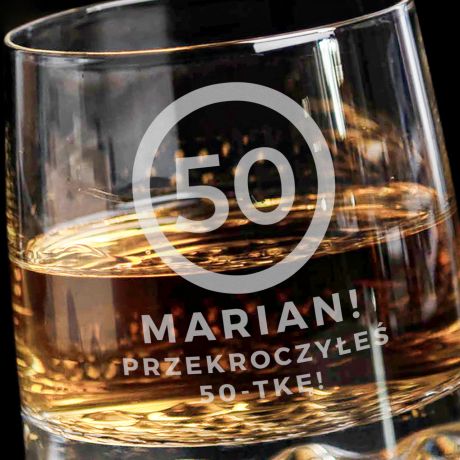 Szklanka do whisky z grawerem PREZENT NA 50 URODZINY dla niego