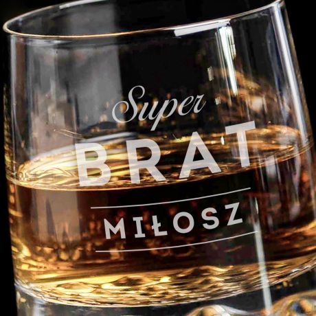 Grawerowana szklanka do whisky SUPERBRAT prezent na urodziny brata