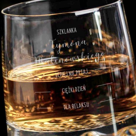 Oryginalna szklanka do whisky z grawerem SKALA prezent dla kolegi