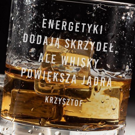 Szklanka do whisky z grawerem �MIESZNY PREZENT DLA MʯCZYZNY
