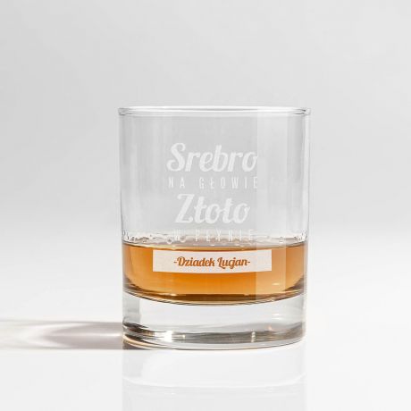 Szklanka do whisky Z�OTO W P�YNIE prezent dla dziadka
