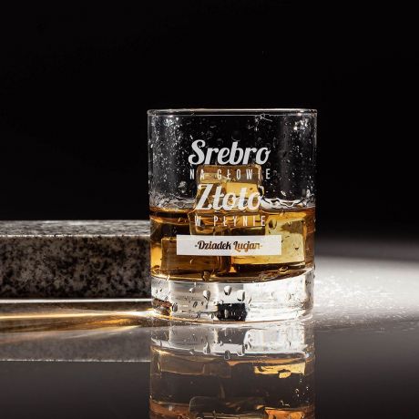 Szklanka do whisky Z�OTO W P�YNIE prezent dla dziadka