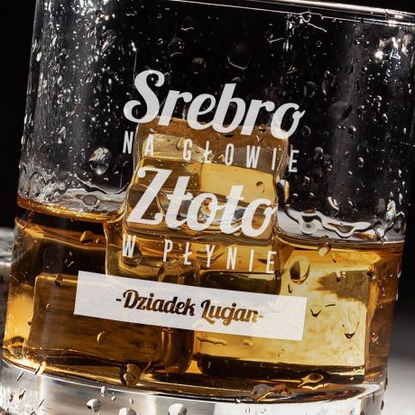 Szklanka do whisky Z�OTO W P�YNIE prezent dla dziadka