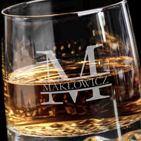 Elegancka szklanka do whisky z grawerem MONOGRAM