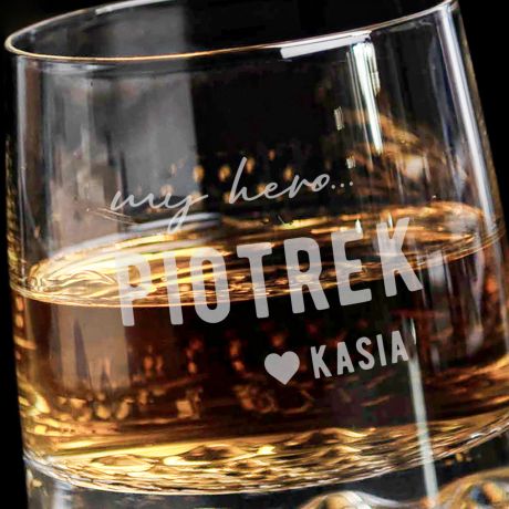 Szklanka do whisky MY HERO prezent dla chopaka na walentynki prezent dla chopaka prezent na rocznic zwizku