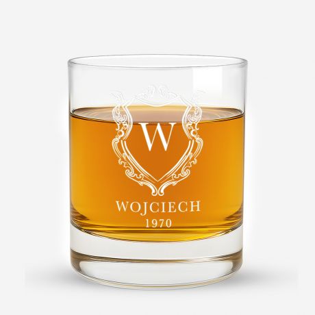 Szklanka z nadrukiem HERB prezent dla m�a na urodziny szklanka do whisky  szklanka z grawerem