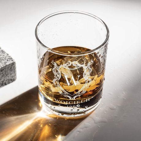 Szklanka z nadrukiem HERB prezent dla m�a na urodziny szklanka do whisky  szklanka z grawerem