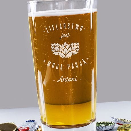 Szklanka do piwa z grawerem ZIELARSTWO prezent dla miłośnika piwa