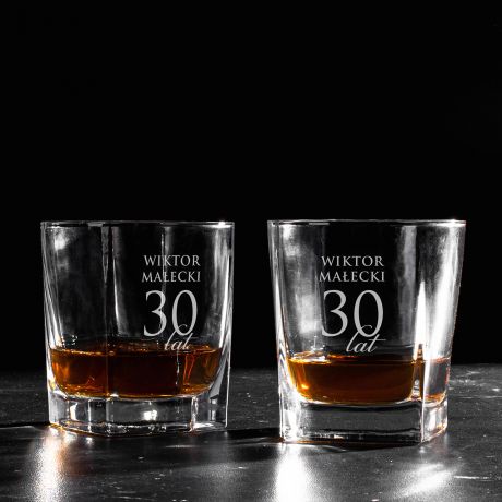 Szklanki do whisky i karafka NA 30 URODZINY w skrzynce