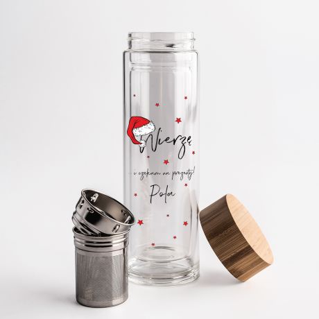 Szklany bidon WIERZ prezent na Mikoaja