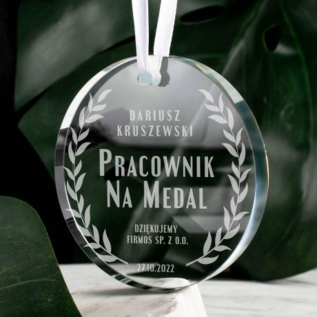 Zawieszka szklanka MEDAL DLA NAJLEPSZEGO PRACOWNIKA