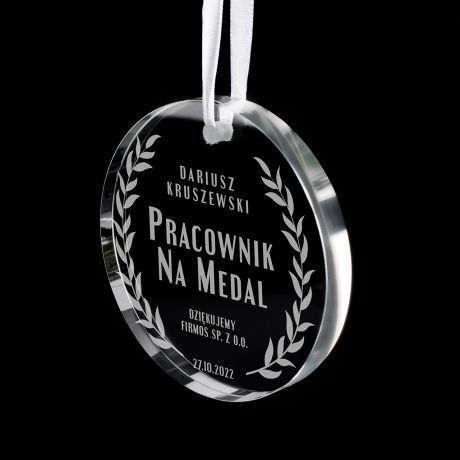 Zawieszka szklanka MEDAL DLA NAJLEPSZEGO PRACOWNIKA