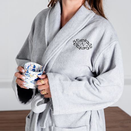 Szlafrok z haftem MONOGRAM elegancki prezent niej prezent na rocznic szlafrok personalizowany